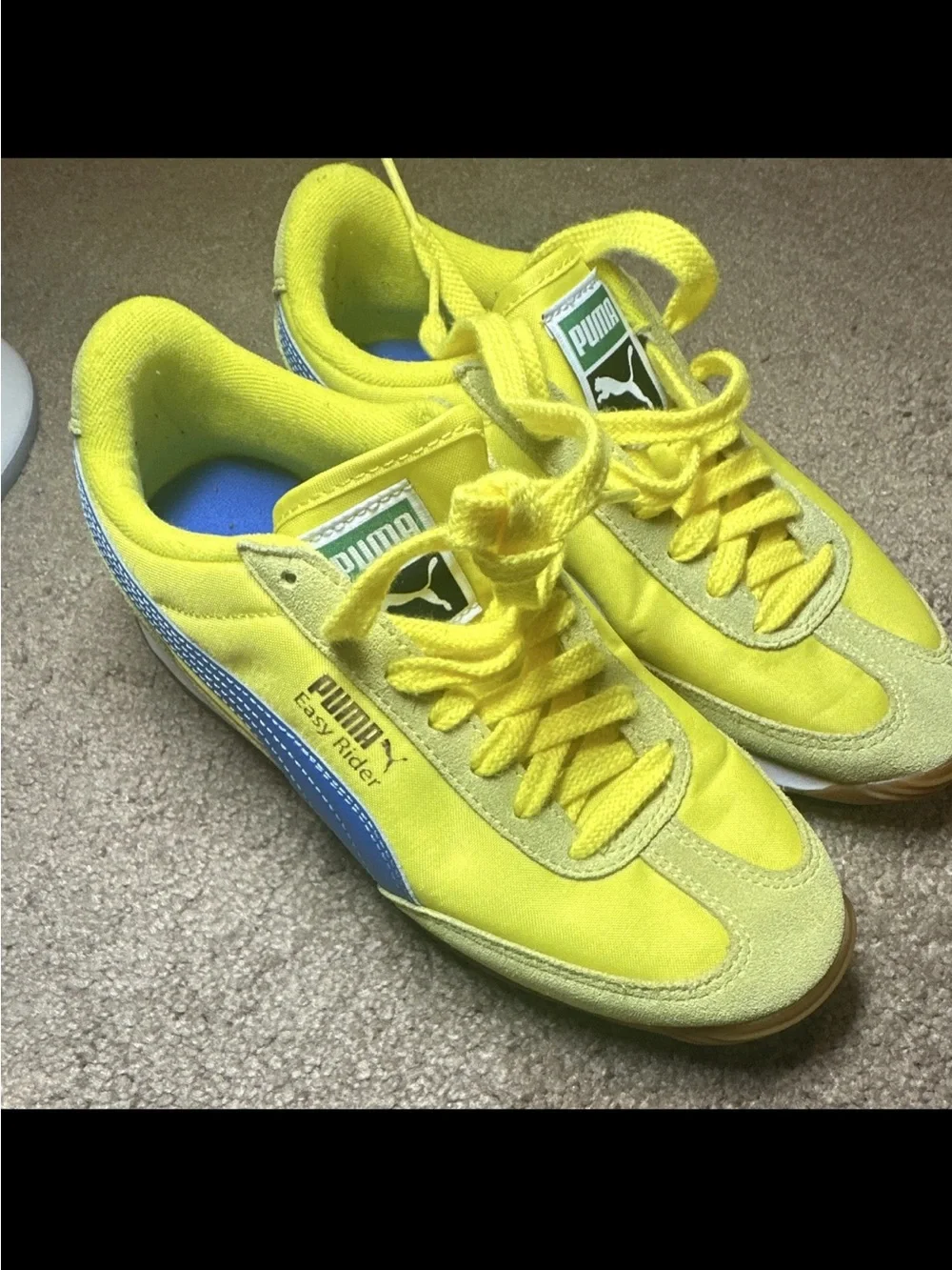 PUMA Easy Rider Low Top Lace Up Sneakers Yellow/Blue Solid 399371-14 M5 W6.5